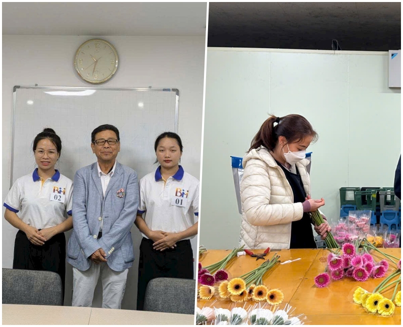 Bạn nữ cận thị tham gia thi đơn hàng xuất khẩu lao động nhật
